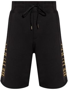 jet black cotton jersey texture logo print at the leg glitter detailing elasticated drawstring waistband wide leg two side inset pockets knee-length Texture Logo, Versace Logo, City Shorts, Print Shorts, Versace Jeans Couture, Summer Beach Wear, Versace Jeans, Drawstring Waistband, Light Jacket