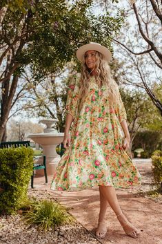 Add a pop of color to your wardrobe with our Aliyah Tie Front Puff Sleeve Midi Dress in Yellow. This beautiful dress features a playful tie detail, short sleeves, and a charming floral print. Perfect for a sunny summer day! Paired with THE GRETA PLATFORM LOAFERS IN BONE V-neck with tie string Midi length Puff sleeves Pockets Clean hem Lined Self: 100% Rayon, Lining: 100% Polyester Model is 5'5" wearing a small. Length (shoulder to hem): Small: 48”, Medium: 48.5”, Large: 49” To view our return po Yellow Summer Midi Dress For Daywear, Flowy Half Sleeve Midi Dress For Spring, Spring Yellow Midi Dress With Lemon Print, Yellow Flowy Short Sleeve Dress, Yellow Short Sleeve Dress For Garden Party, Yellow Half Sleeve Dress For Spring, Casual Yellow Short Sleeve Dresses, Yellow Half Sleeve Spring Dress, Yellow Knee-length Midi Dress For Spring