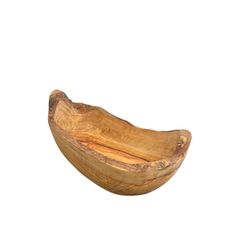 a wooden bowl on a white background