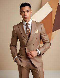 DOUBLE BREASTED SUIT, Brown 2 Piece Suit, Wedding Suit, Groom Suit, Men 2 Piece Suit This is new modern Slim fit 3D Cut style which give you look slimmer and smarter. Color - Brown Jacket and vest are lined with 100% Satin Notch Lapel, Two Pockets at bottom of jacket and one inside. Free Express Shipping all over the world. Dark Tan Suit Wedding, Elegant Double-breasted Suit Set For Groom, Groom's Double Breasted Suit With Suit Collar, Double Breasted Suit For Groom, Double-breasted Tuxedo Three-piece Suit For Wedding, Double-breasted Tuxedo Three-piece Suit For Groom, Double-breasted Tailored Wedding Tuxedo, Tailored Double-breasted Wedding Tuxedo, Fitted Double-breasted Suit For Groom