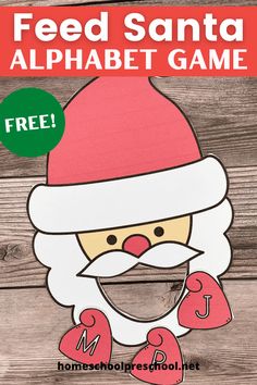 a santa letter game with the words feed santa and an image of a man's face