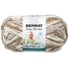 bernat baby blanket yarn in beige and white