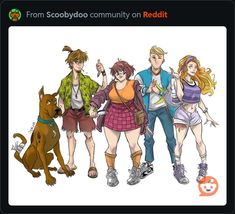 some people and a dog are standing in front of a white background with the words from scoobydoo community on reddit