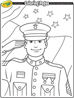 a coloring page with the image of a man in uniform and stars on his hat