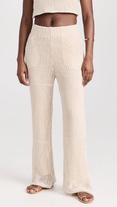 Fast Free Shipping & Free Returns on Line & Dot Paraiso Pants at Shopbop. Shop new arrivals from Line & Dot at Shopbop.com Spring Cozy Wide Leg Pants, Cozy Wide Leg Spring Pants, Cozy Knit Beige Bottoms, Cozy Bottoms With Elastic Waistband For Spring, Cozy Stretch Pants With Pockets, Cozy Beige Bottoms For Spring, Knit Pants For Loungewear, Cozy Stretch Pants For Spring, Spring White Knit Pants