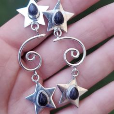 Brand New Handmade Purple Sunstone Sandstone Silver Star Earrings. 3.31" New To Poshmark? Use Referral Code Kimberlyn222 To Receive $10. Dr Belongings, Silver Crystal Earrings, Silver Star Earrings, Bronze Earrings, Circle Earrings Studs, Circle Studs, Christmas Earrings, Large Earrings, Jewelry Inspo