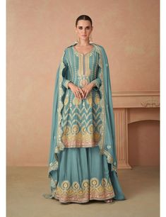 Buy a Real Chinon Short Anarkali With Sharara On Rutbaa