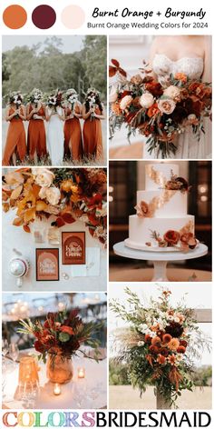 an orange and brown wedding color scheme