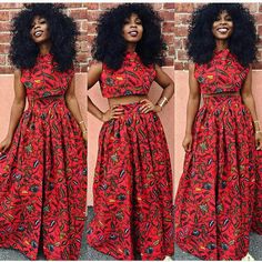 African print crop top and full skirt Ankara Crop Top, Maxi Skirt Crop Top, Style Africain, African Print Dresses, African Clothing Styles, Africa Fashion, African Style