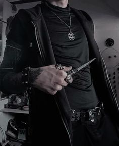 Goth Guy Outfits Aesthetic, Male Biker Outfit, Gothic Male Aesthetic, Goth Aesthetic Guy, Gothic Vampire Aesthetic Outfit Male, Emo Guy Outfits Aesthetic, Gothic Vampire Aesthetic Male, Goth Guy Clothes, Werewolf Aesthetic Outfit Male