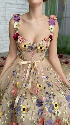 pretty graceful dresses فستان زهري, Fairy Gown, Fairy Prom Dress, Princess Bridesmaid Dress, Corset Dress Prom, Floral Gown, Fairy Dress