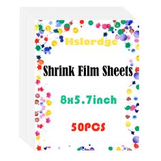 shrink film sheets with colorful confetti sprinkles on the bottom and sides