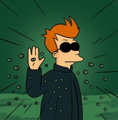 a man with red hair and sunglasses making the peace sign