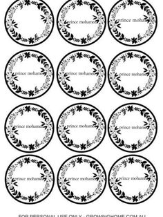 black and white labels with floral designs on them for personal use only, printable