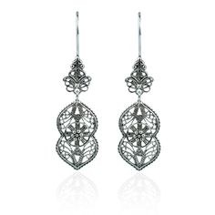 925 Sterling Silver Filigree Art Lace Detailed Dangle Drop Women Earrings The length of the earring is 1.90 inches  and width is 0.55 inches. Dress up your look with this Dangling Earring, that dangles gracefully. Filigree is a unique piece that incorporates handcrafted twisted threads of precious metal into its design. The metal is then soldered to the Silver jewelry and can take the shape of lacy flourishes, beautiful scroll work, symmetrical Art Deco style designs, among other astonishing motifs. It's good to point out that Filigree can also be used to describe any pattern in jewelry that can be seen as delicate and sophisticated. Thank you so much for visiting our online collection of styles and unique designs, carefully handmade for you! Your bespoke affordable high fashion is here! E Elegant Sterling Silver Nickel-free Teardrop Earrings, Elegant Nickel-free Sterling Silver Teardrop Earrings, Formal Sterling Silver Filigree Chandelier Earrings, Sterling Silver Filigree Chandelier Earrings For Formal Events, Sterling Silver Filigree Chandelier Earrings For Formal Occasions, Formal Sterling Silver Chandelier Earrings With Filigree, Elegant Silver Linear Earrings With French Hook, Formal Sterling Silver Chandelier Earrings With Intricate Design, Silver Linear Earrings With French Hook Gift