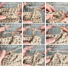 instructions to crochet the first part of an afghan with pictures showing how to do it