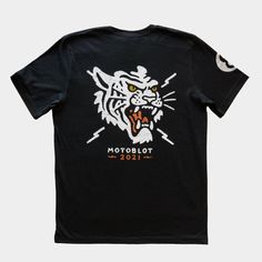 Motoblot 2021 Tiger #8 Tiger T-Shirt. 100% Cotton. Casual Screen Print T-shirt For Biker Events, Motorcycling Graphic Tee Crew Neck, Motorcycling Short Sleeve Screen Print T-shirt, Motorcycling Graphic Tee With Crew Neck, Moto Style Graphic Print Crew Neck T-shirt, Casual Motorcycling T-shirt With Screen Print, Motorcycling Graphic Print Crew Neck T-shirt, Moto Crew Neck Tops With Graphic Print, Moto Style Cotton Top With Graphic Print