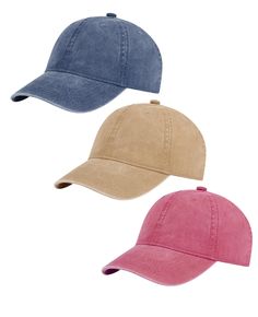 PRICES MAY VARY. 3 packs .100% Cotton baseball cap. Vintage and classic washed style never be out of style. Adjustable metal buckle back closure, unstructured 6 panels low profile hat. Soft inner sweat band lining, lightweight/durable/smooth/comfortable. Unisex suitable for adult. Buckle closure adjustable ball cap, one size fits most of heads,it is fits for both men and women.The hat circumference section is 22"-23½",M / L XL . This cap fit for a variety of occasions such as: sporting events, h Plain Baseball Caps, Plain Caps, Distressed Baseball Cap, Caps For Men, Vintage Baseball Caps, Sweat Band, Baseball Caps Mens, Dad Hat, Ball Cap