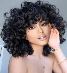 Big Curly Wig, Curly Wigs For Black Women, Curly Wig With Bangs, Black Curly Wig, Human Hair Wigs Blonde, Curly Bob Wigs, Human Hair Clip Ins, Wig Color, Short Curly Bob