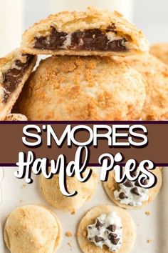 s'mores hand pies with chocolate chips and marshmallows