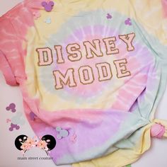 Pastel Rainbow Disney Mode Tie Dye Womens Tee Disney Mode | Etsy Tie Dye Disney, Princess Inspired Outfits, Disney Room Decor, Universal Shirts, Disney Inspired Fashion, Disney Inspired Outfits, Disney Birthday