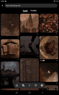 an iphone screen with many different pictures and text on the phone, including images from harry potter's book