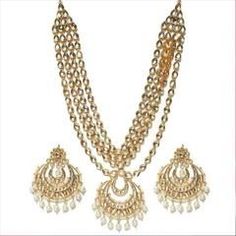 Gold Rodium Polish White and Off White color Necklace in Metal Alloy studded with Beads, Kundan Luxury White Kundan Necklace In 22k Gold, Luxury 22k Gold White Kundan Necklace, Color Necklace, Metal Necklace, White Necklace, Off White Color, Metal Necklaces, White Color, Off White