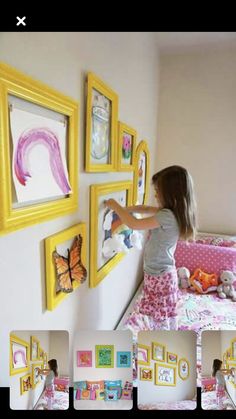 Diy Gallery Wall, Girls Playroom, Old Room, Girly Room, Twins Room, Toddler Bedrooms, Kids Artwork