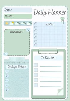 a daily planner with notes and reminders on the page, in pastel colors