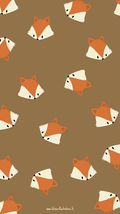 an orange and white fox pattern on a brown background