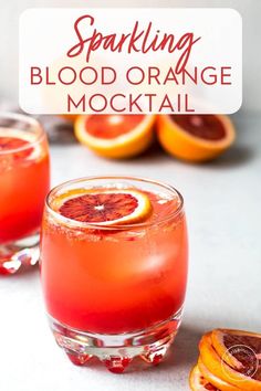 blood orange mocko cocktail is garnished with grapefruit and served in glasses