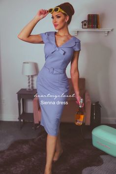 The Eva brings Old Hollywood glamor to the 21st century with the flattering pencil cut and fun contrasting pleats. Check out this look here! Hollywood Glamor, 1930's Dresses, Mad Men Dresses, 1950s Pinup, 1960s Dresses, Dresses 1950s, 1930s Dress, Pin Up Dresses, 1920s Dress