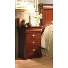 a bedroom scene with focus on the nightstand