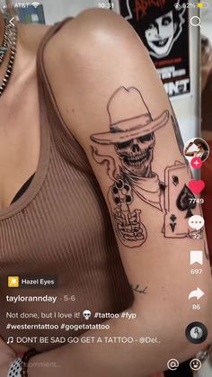 Western Doodle Tattoo, Punchy Western Tattoo Sleeve, Half Sleeve Western Tattoos For Women, Western Skeleton Tattoos For Women, Western Grunge Tattoo Sleeve, Western Female Tattoos, Barbwire Tattoo Womens