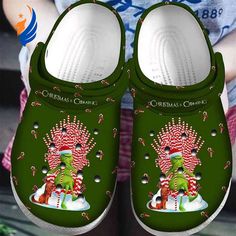 Christmas Is Coming Grinch Crocs-Slippers-Slippers Crocband Clog Shoes For Men Women Green Crocs, Crocs Outfit, Crocband Clog, Crocs Crocband, Clogs Style, Crocs Classic Clogs, Wooden Shoes, Christmas Is Coming, Crocs Shoes