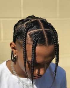 Guy Hairstyles Braids, Six Box Braids, Mens Jumbo Box Braids, Plaits Braids Men Short Hair, Jumbo Braids Men, Large Box Braids Men, Big Braids Men, Large Plaits Braids Men, Man Box Braids