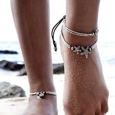 Women's Fashion Jewelry Gold Plated Starfish Anklet Ankle Bracelet 1-11 | eBay Ankle Bracelets Boho, Leg Jewelry, Starfish Anklets, Yoga Pendant, Festival Mode, Foot Bracelet, Summer Anklets, Silver Anklet, Anklets Boho