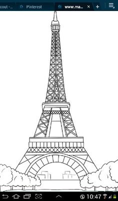 the eiffel tower is shown in black and white