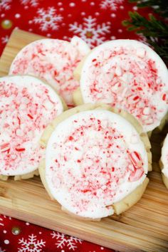 peppermint sugar cookies on a cutting board