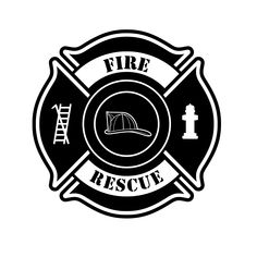 the fire rescue logo is black and white