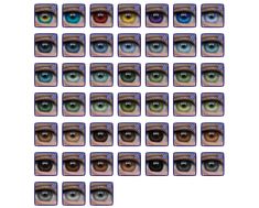 many different colored eyes are shown in the image, and there is no image to describe