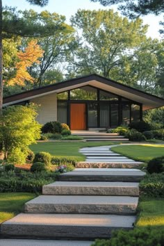 a house with steps leading to the front door