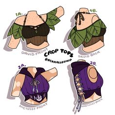 three different types of crop tops