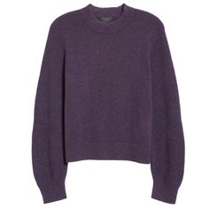 Rag & Bone 100% Cashmere Logan Saddle Sleeve Ribbed Crewneck Sweater Size: Xs Color: Purple / Plum "The Perfect Mid Weight Cashmere Crewneck Gets A Sporty Update From Saddle Sleeves With Ribbed Elbow Detailing." - 100% Cashmere - Soft, Luxurious, Warm, Cozy, And Comfortable - Medium Weight - Pullover Style - Crew Neckline - Saddle Sleeves With Ribbed Detail On Elbows - Ribbed Detail On Neck, Shoulders, Sleeves, Wrists, Hem - Excellent Condition . Measurements: Ptp: 16” Length: 21” Tags: Rag & Bone New York Logan Classic Luxurious Casual Spring Fall Winter Purple Ribbed Crewneck Pullover Sweater, Rag & Bone, New York, Cashmere, 100% Cashmere, Luxury, Luxurious, Soft, Lux Relaxed Fit Purple Sweater With Ribbed Cuffs, Purple Cotton Sweater With Ribbed Cuffs, Fitted Purple Crew Neck Sweater, Purple Cotton Crew Neck Sweater, Purple Textured Knit Crew Neck Top, Rag & Bone, Colorful Sweaters, Crew Neck Sweater, Sweater Sizes