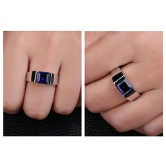 Metal: Sterling Silver Purity: 925 (hallmarked)Gemstone: SapphireCarat Total Weight: 1.80Cut: Square Faceted8 mm x 8 mm (0.3" x 0.3")Setting Type: ChannelRing width: 4.80 mm / 0.2" wide across the underside Virgo Jewelry, Virgo Gifts, Ring For Man, Solitaire Bands, Square Stone, Solid Gold Rings, Chinese Traditional, Engagement Rings For Men, Men's Ring