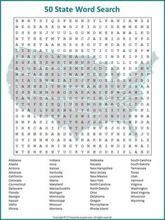 the 50 state word search map