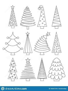 christmas trees with different shapes and sizes