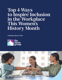 two women shaking hands at a table with the words top 4 ways to inspire inclusion in the workplace history month