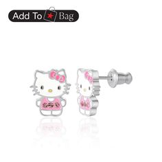 in stock Hello Kitty Stud Earrings, Light Pink Crystal, Enamel Stud Earrings, Hello Kitty Characters, Hello Kitty Sanrio, Light Pink Color, Crystal Stud Earrings, Pink Crystal, Pink Color