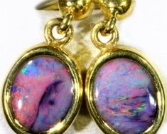 Opal Jewelry Including Opal Rings, Pendants and More | Opal Auctions Page 34 Black Opal Earrings, 18k Gold Earrings, Opal Earrings, 3 Carat, Opal Auctions, Black Opal, Opal Jewelry, Opal Rings, Gold Black